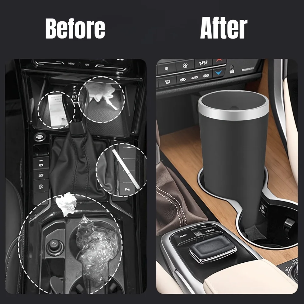 Waterproof Car Trash Can With Lid - Compact Leakproof Mini Car Trash Can