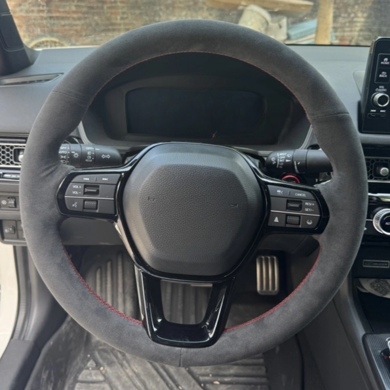 Car Steering Wheel Cover Anti Slip Breathable - Custom Hand-stitched Black Suede Anti-slip Breathable