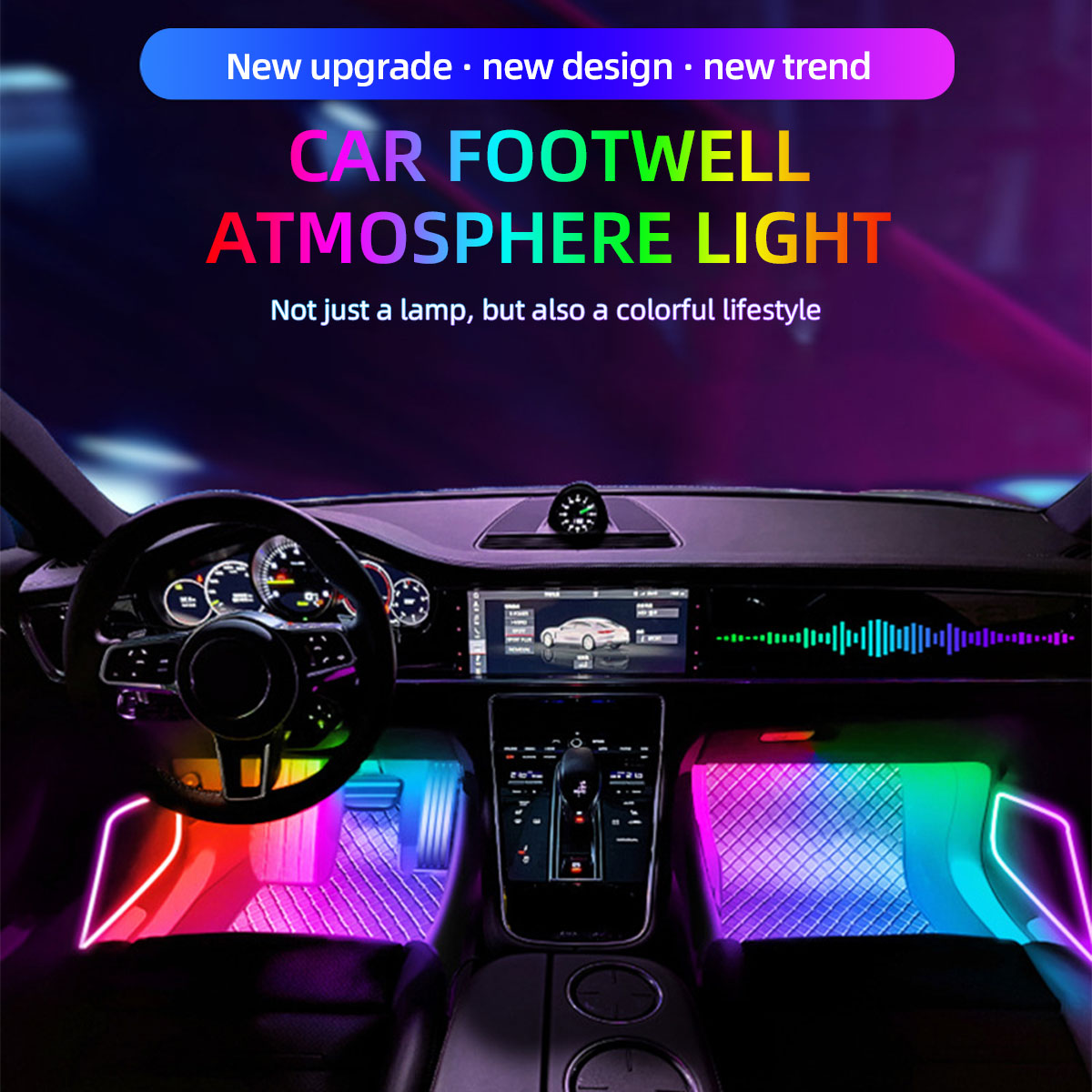 2/4in1 12/18 LED RGB Rainbow A - огляд і ціна Led Ambient Interior Car Lights App Control