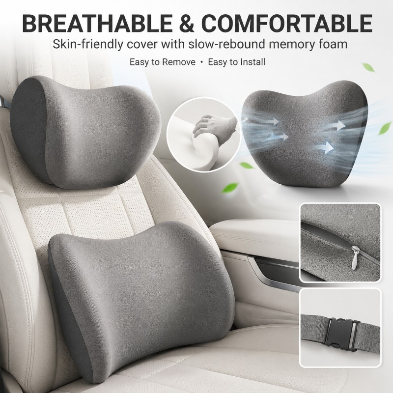 Car Headrest Neck Pillow and L - огляд і ціна Memory Foam Car Neck Pillow Lumbar Support