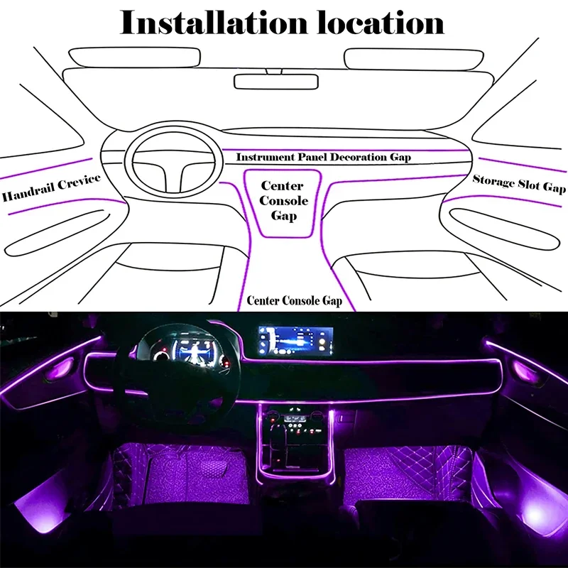 Flexible EL Wire Lights With A - огляд і ціна Led Ambient Interior Car Lights App Control