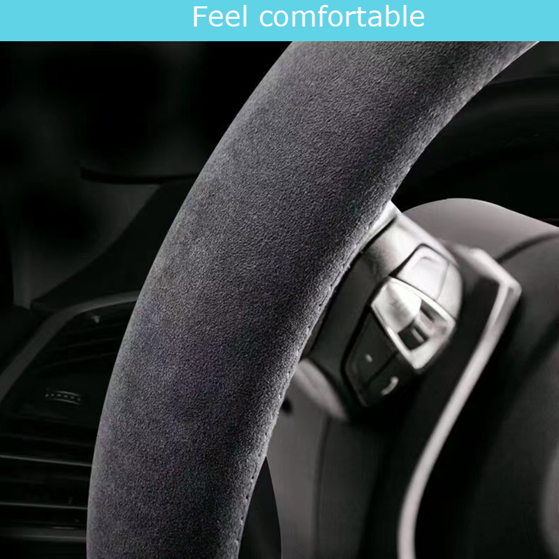 Custom Hand-stitched Black Sue - огляд і ціна Car Steering Wheel Cover Anti Slip Breathable