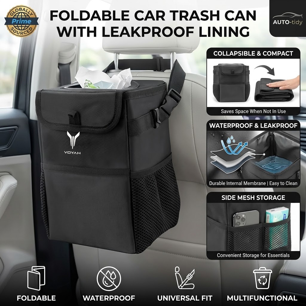 Foldable portable leak-proof w - огляд і ціна Waterproof Car Trash Can With Lid