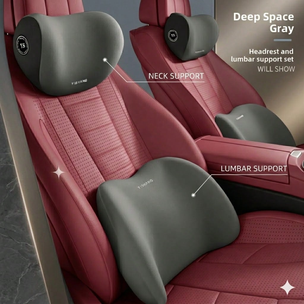 Car Headrest & Lumbar Support  - огляд і ціна Memory Foam Car Neck Pillow Lumbar Support